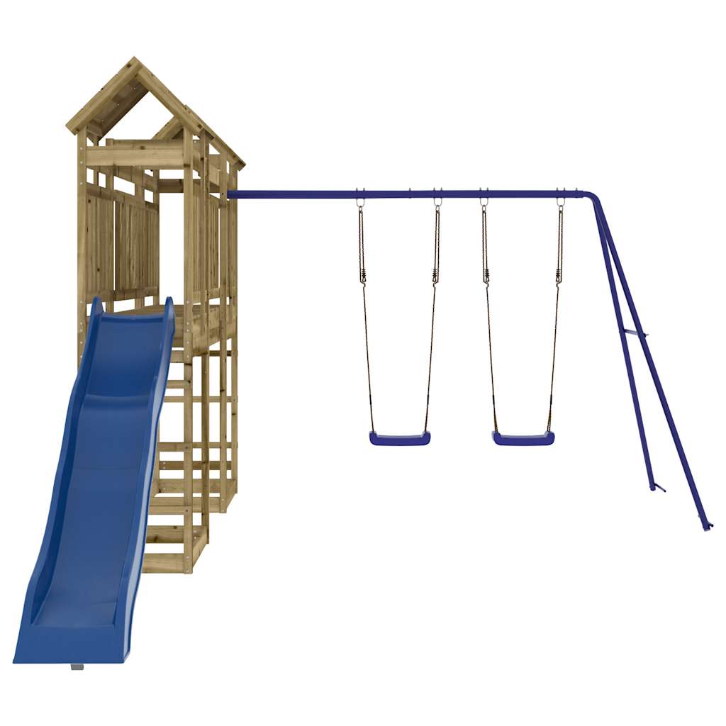 Spielturm aus imprägniertem Kiefernholz und massivem Douglasie und Kiefer