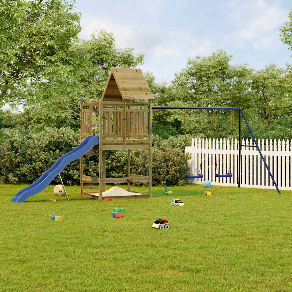 Spielturm aus imprägniertem Kiefernholz und massivem Douglasien- und Kiefernholz