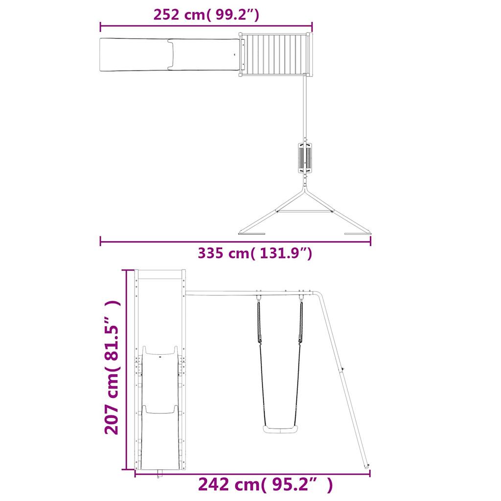 Spielturm aus imprägniertem Kiefernholz und massivem Douglasien- und Kiefernholz