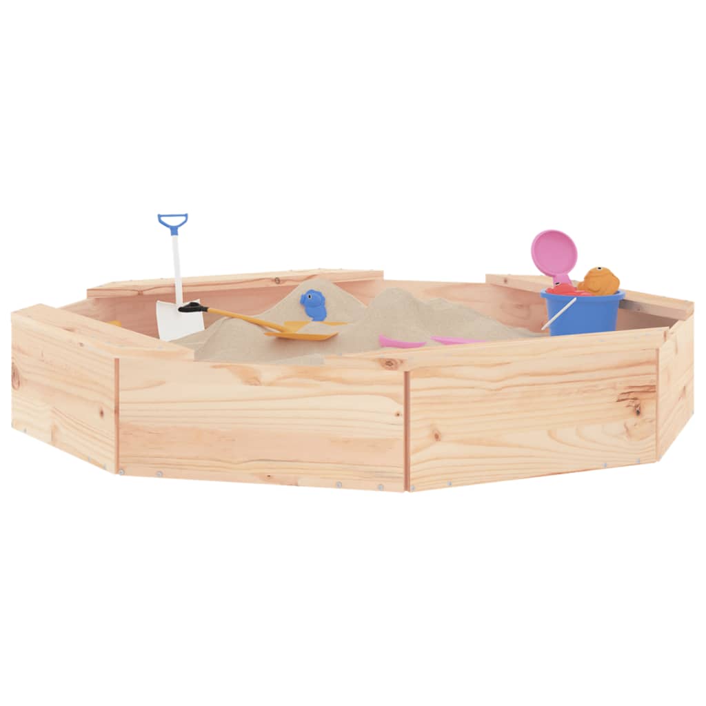 Sandkasten mit Sitzen Achteck Massivholz Douglasie in verschiedenen Größen