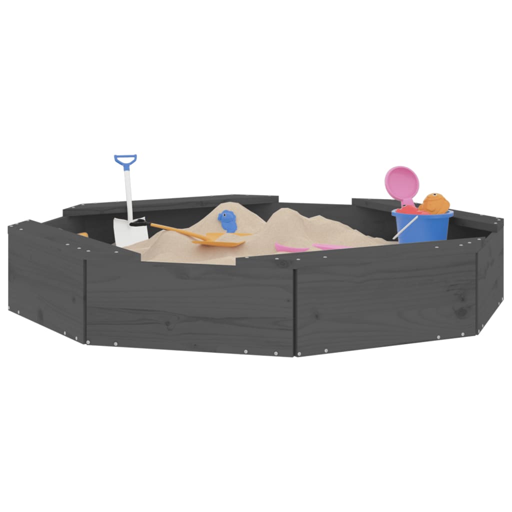 Sandkasten mit Sitzen Achteck Massivholz Douglasie in verschiedenen Größen