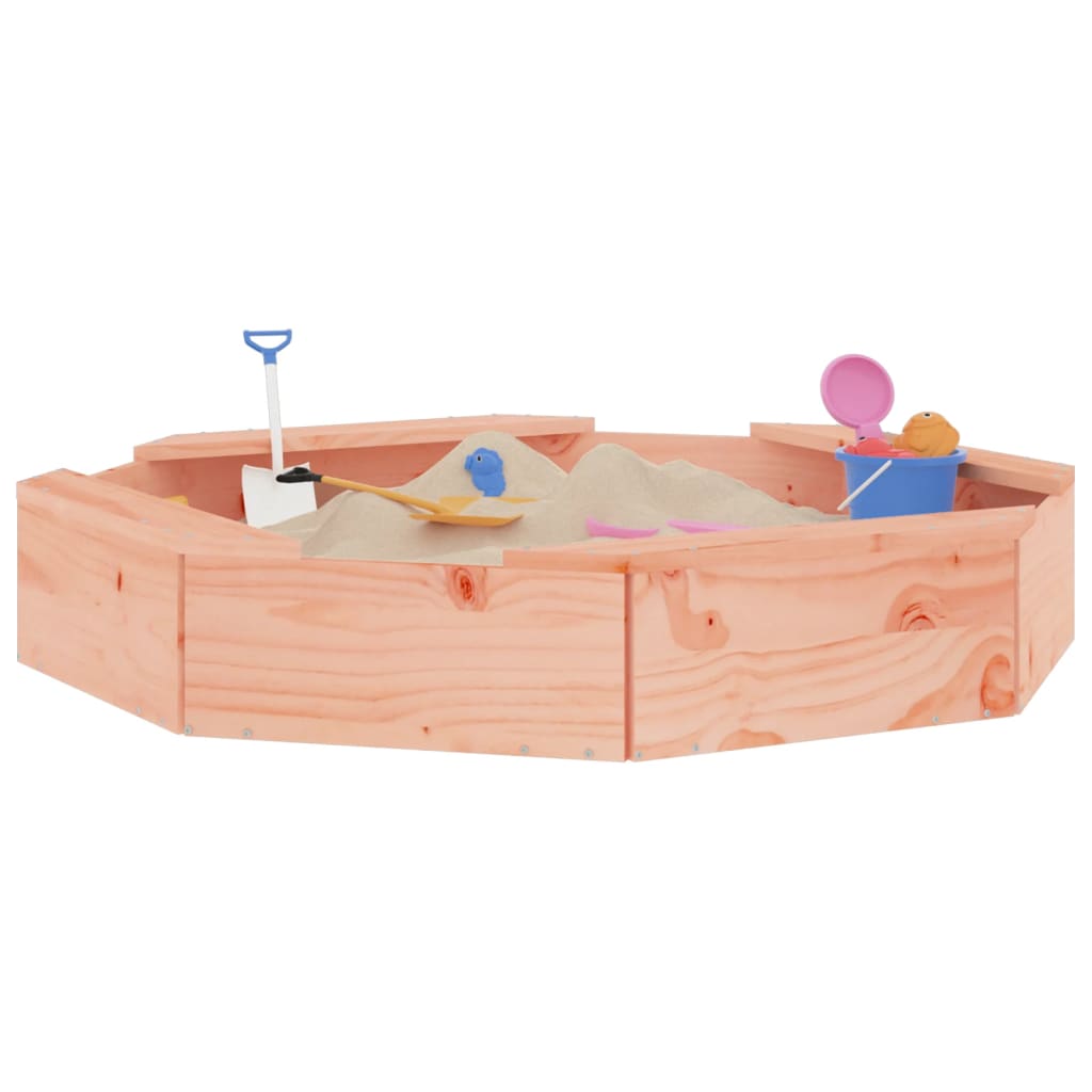 Sandkasten mit Sitzen Achteck Massivholz Douglasie in verschiedenen Größen