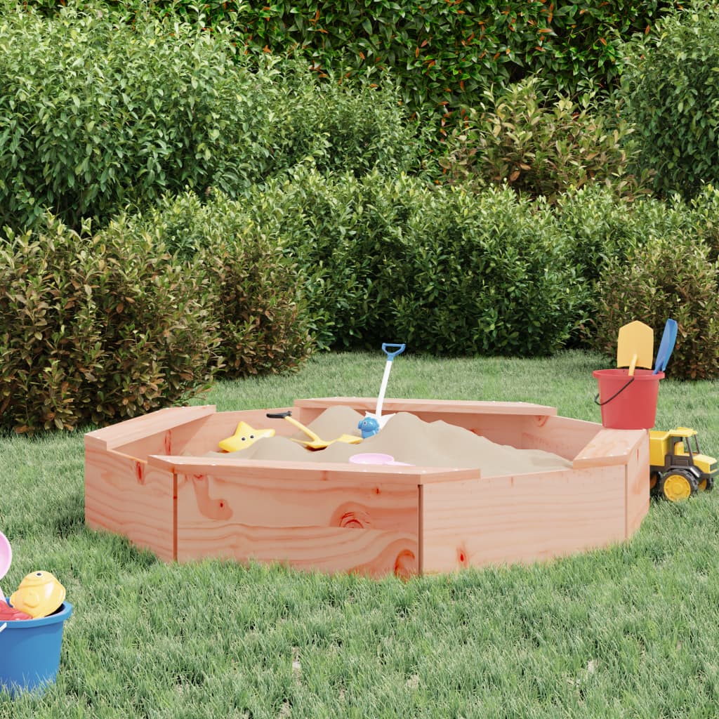 Sandkasten mit Sitzen Achteck Massivholz Douglasie in verschiedenen Größen