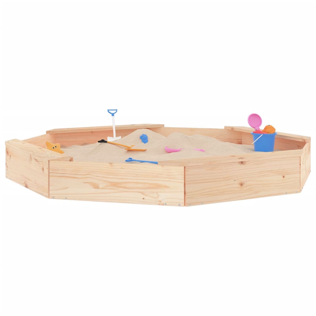 Sandkasten mit Sitzen Achteck Massivholz Douglasie in verschiedenen Größen