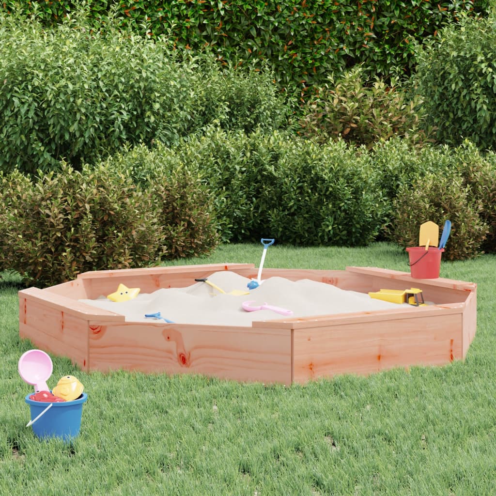 Sandkasten mit Sitzen Achteck Massivholz Douglasie in verschiedenen Größen