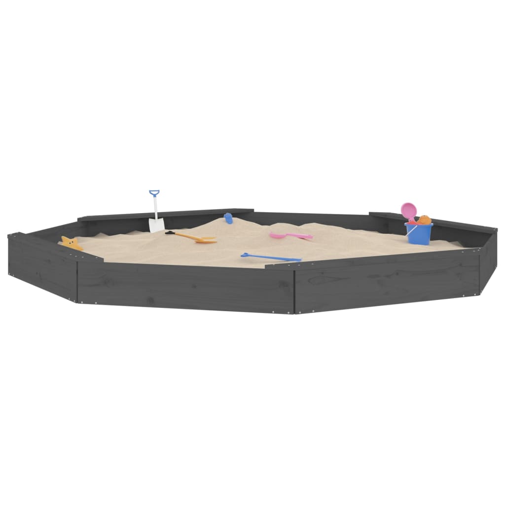 Sandkasten mit Sitzen Achteck Massivholz Douglasie in verschiedenen Größen