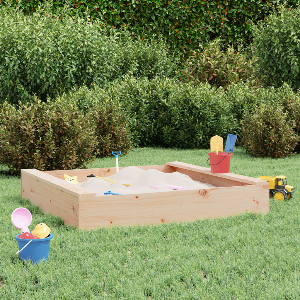 Sandkasten mit Sitzen Quadratisch Massivholz