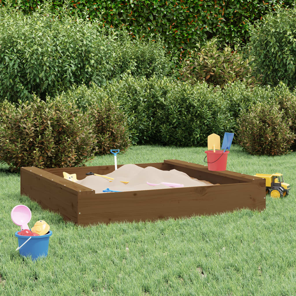 Sandkasten mit Sitzen Quadratisch Massivholz