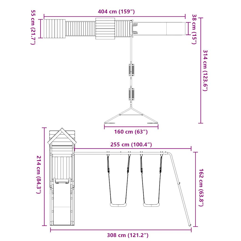 Spielturm aus imprägniertem Kiefernholz und massivem Douglasien- und Kiefernholz