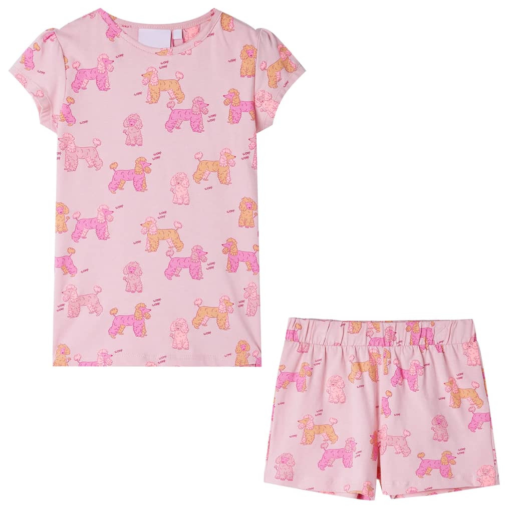 Kinderpyjama mit Kurzen Ärmeln in Hellorange und Hellrosa