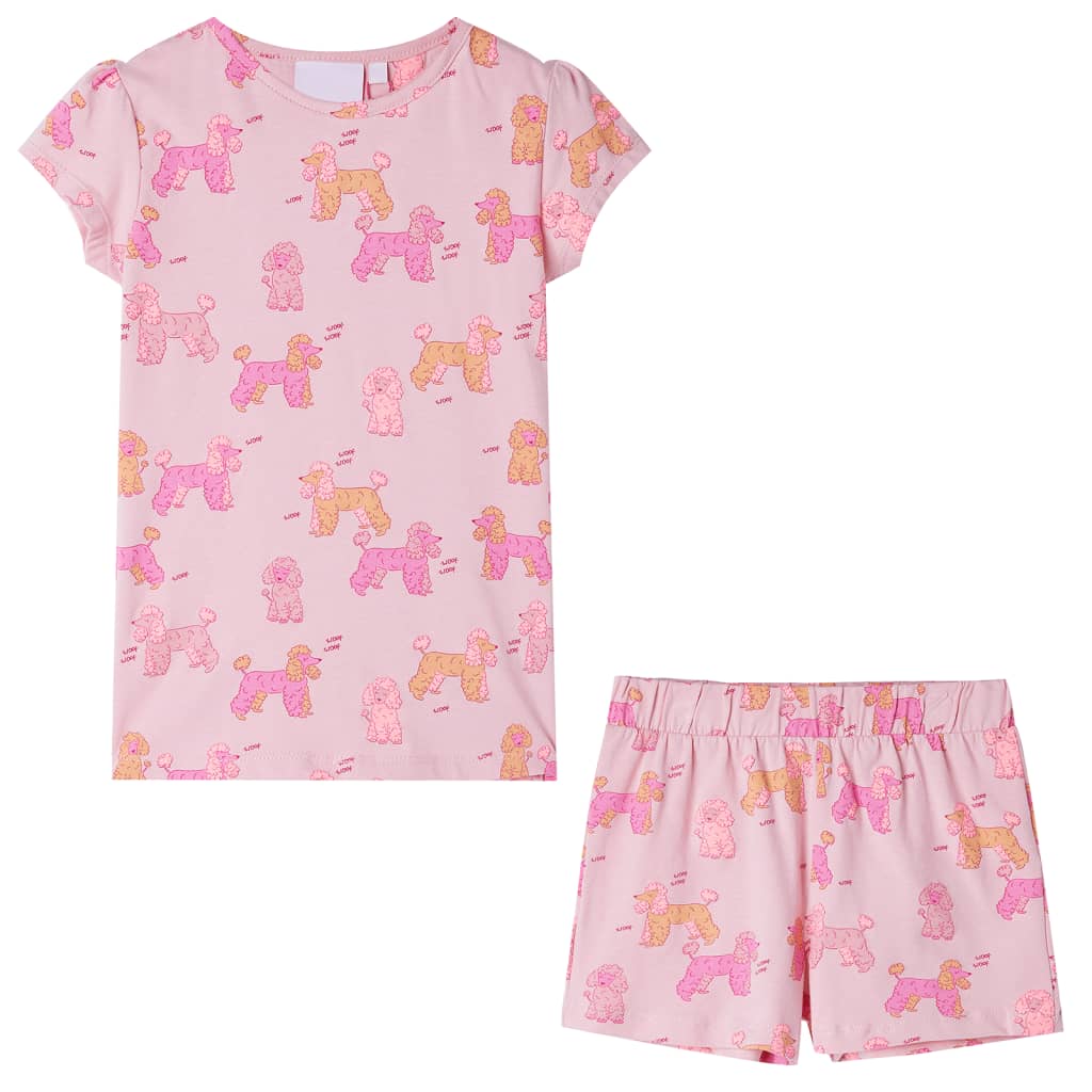 Kinderpyjama mit Kurzen Ärmeln in Hellorange und Hellrosa