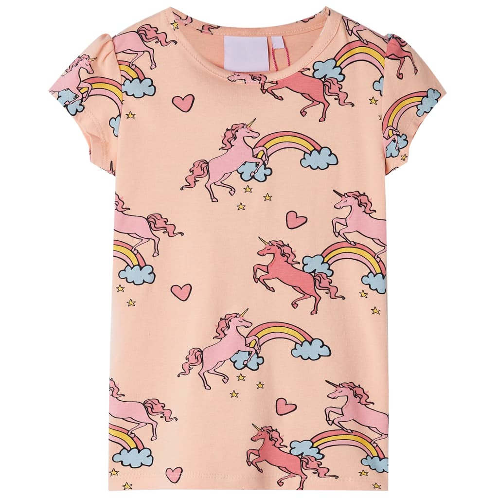 Kinderpyjama mit Kurzen Ärmeln in Hellorange und Hellrosa