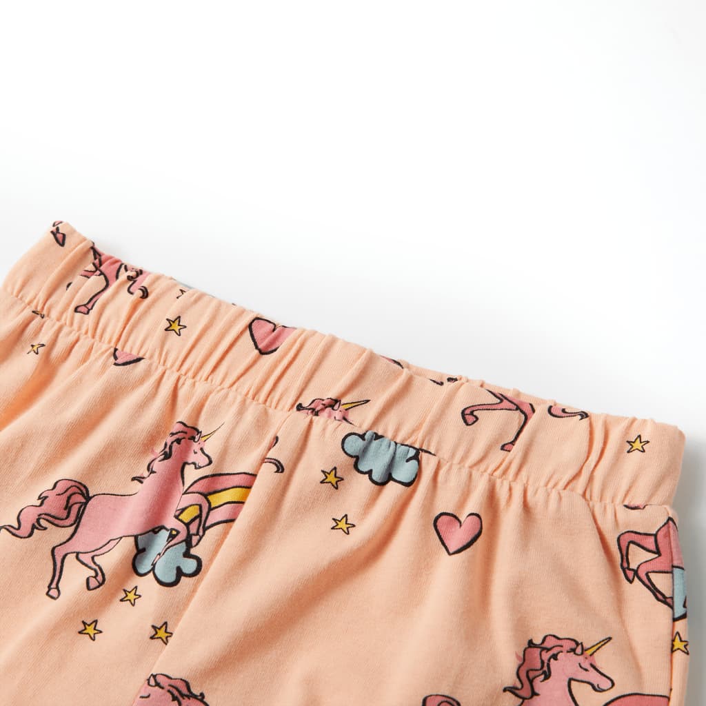 Kinderpyjama mit Kurzen Ärmeln in Hellorange und Hellrosa