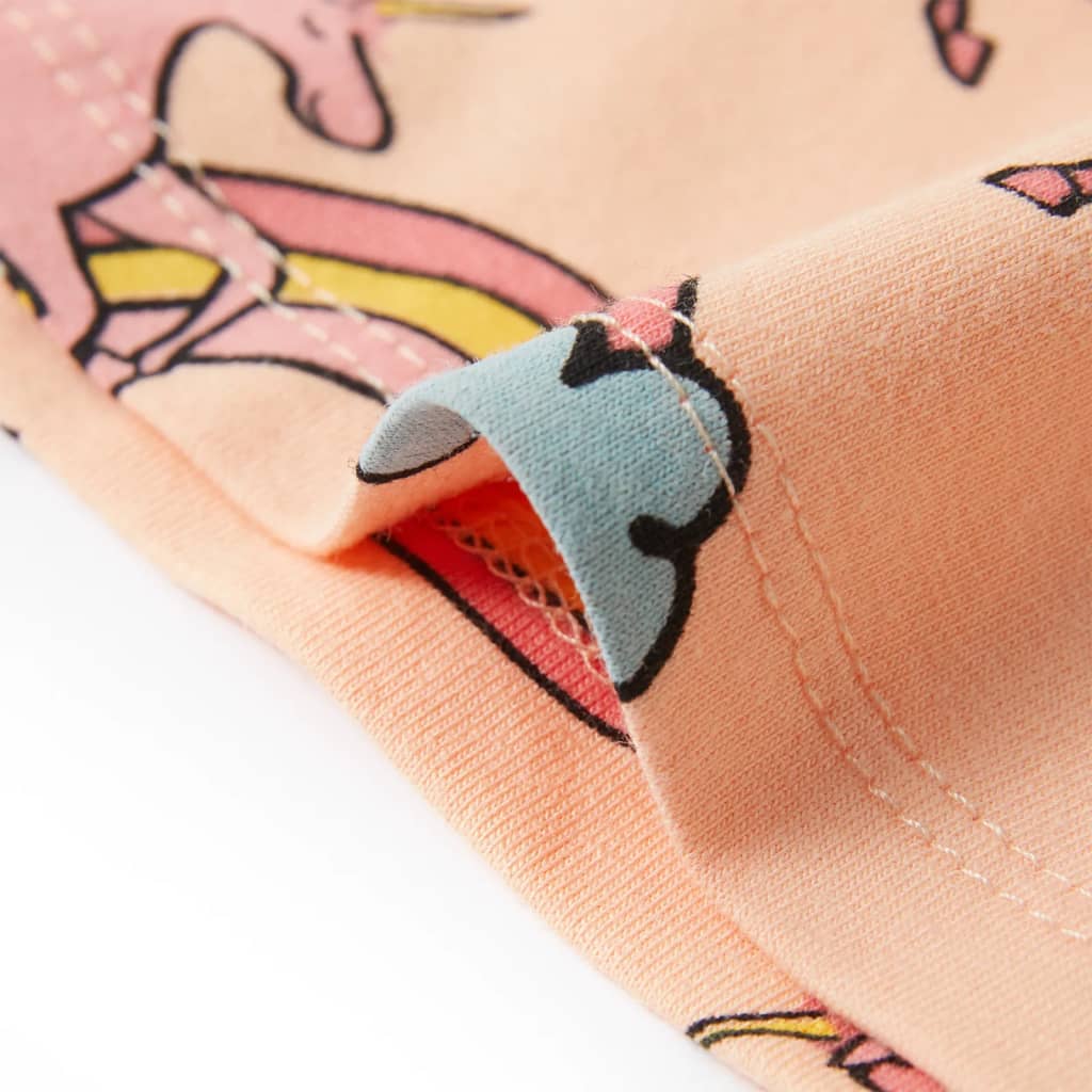 Kinderpyjama mit Kurzen Ärmeln in Hellorange und Hellrosa