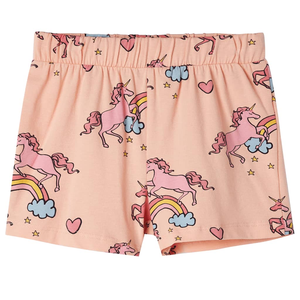 Kinderpyjama mit Kurzen Ärmeln in Hellorange und Hellrosa