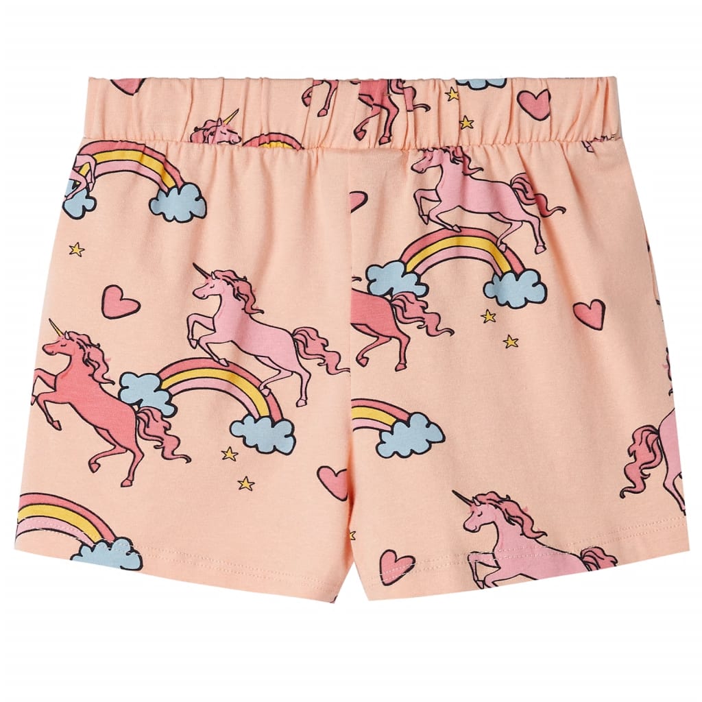 Kinderpyjama mit Kurzen Ärmeln in Hellorange und Hellrosa