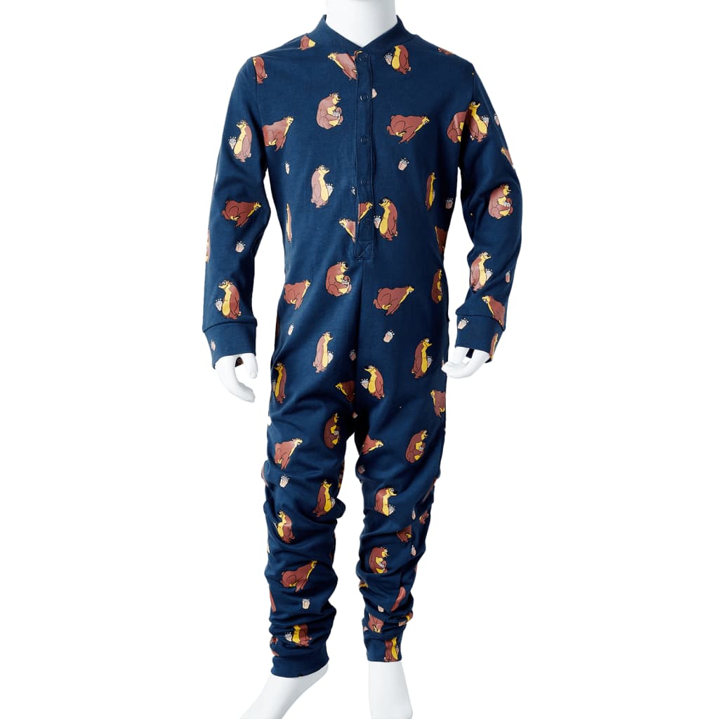 Kinder-Schlafanzug Einteiler Jeansblau