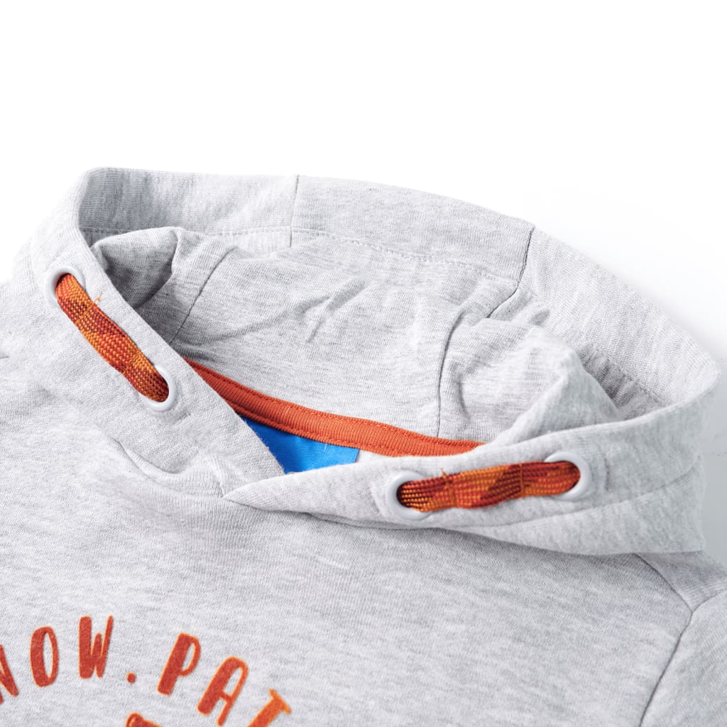 Kinder-Kapuzenpullover Grau Melange und Orange
