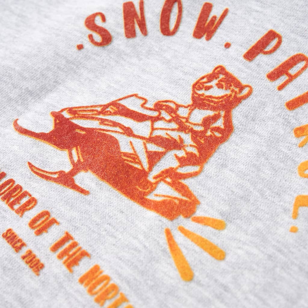 Kinder-Kapuzenpullover Grau Melange und Orange