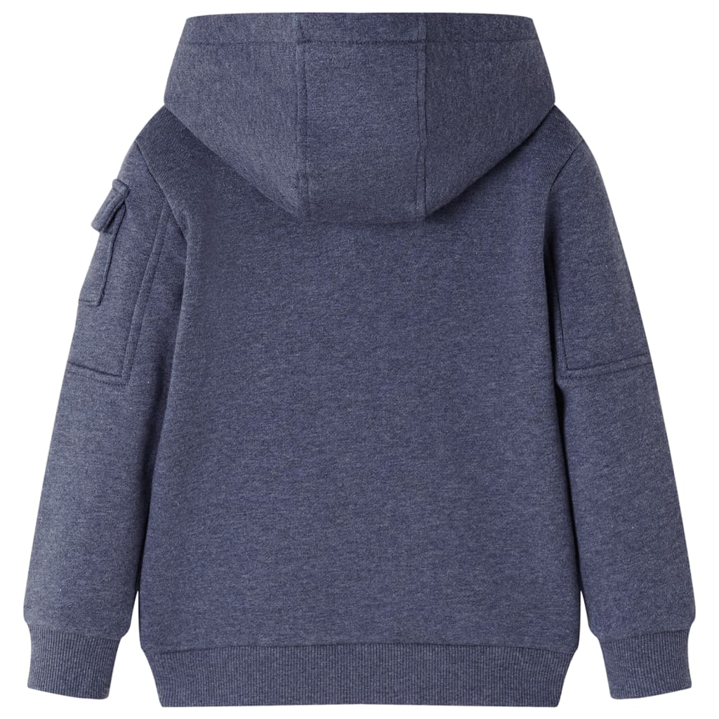 Kinder-Kapuzenpullover mit Reißverschluss Dunkelblau Melange