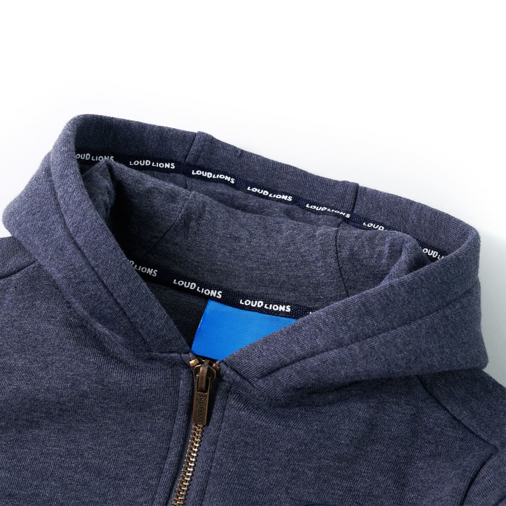 Kinder-Kapuzenpullover mit Reißverschluss Dunkelblau Melange