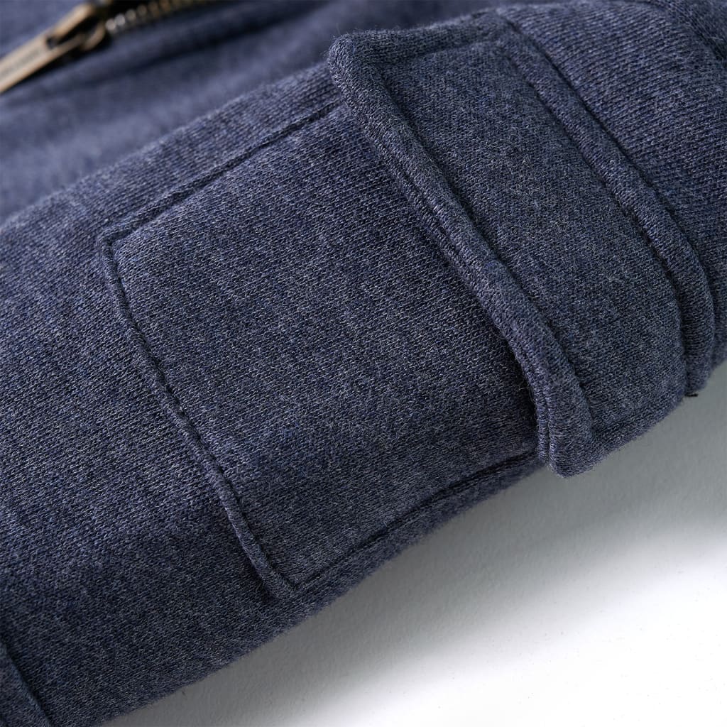 Kinder-Kapuzenpullover mit Reißverschluss Dunkelblau Melange