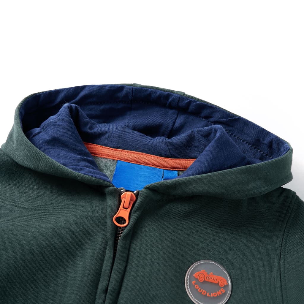 Kinder-Kapuzenpullover mit Reißverschluss Dunkelgrün