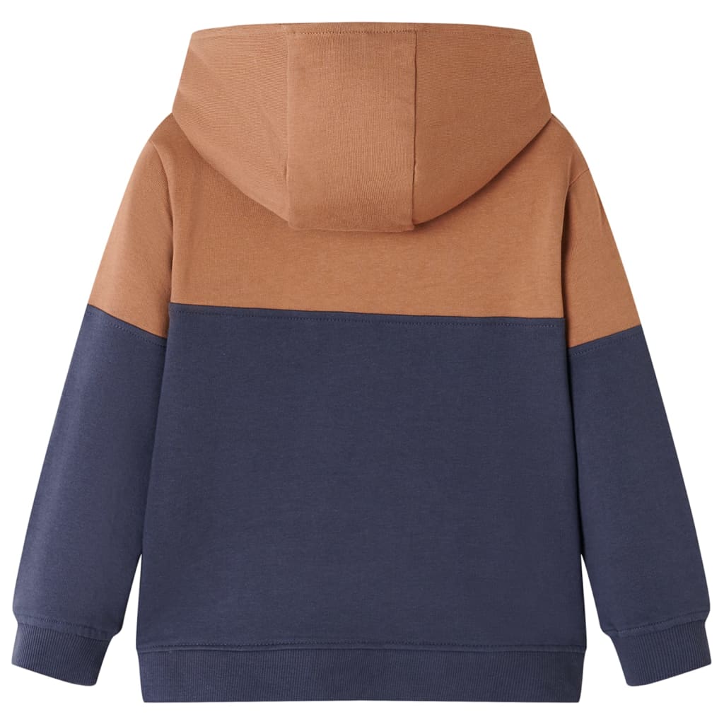 Kinder-Kapuzenpullover mit Halbem Reißverschluss Anthrazit Cognac