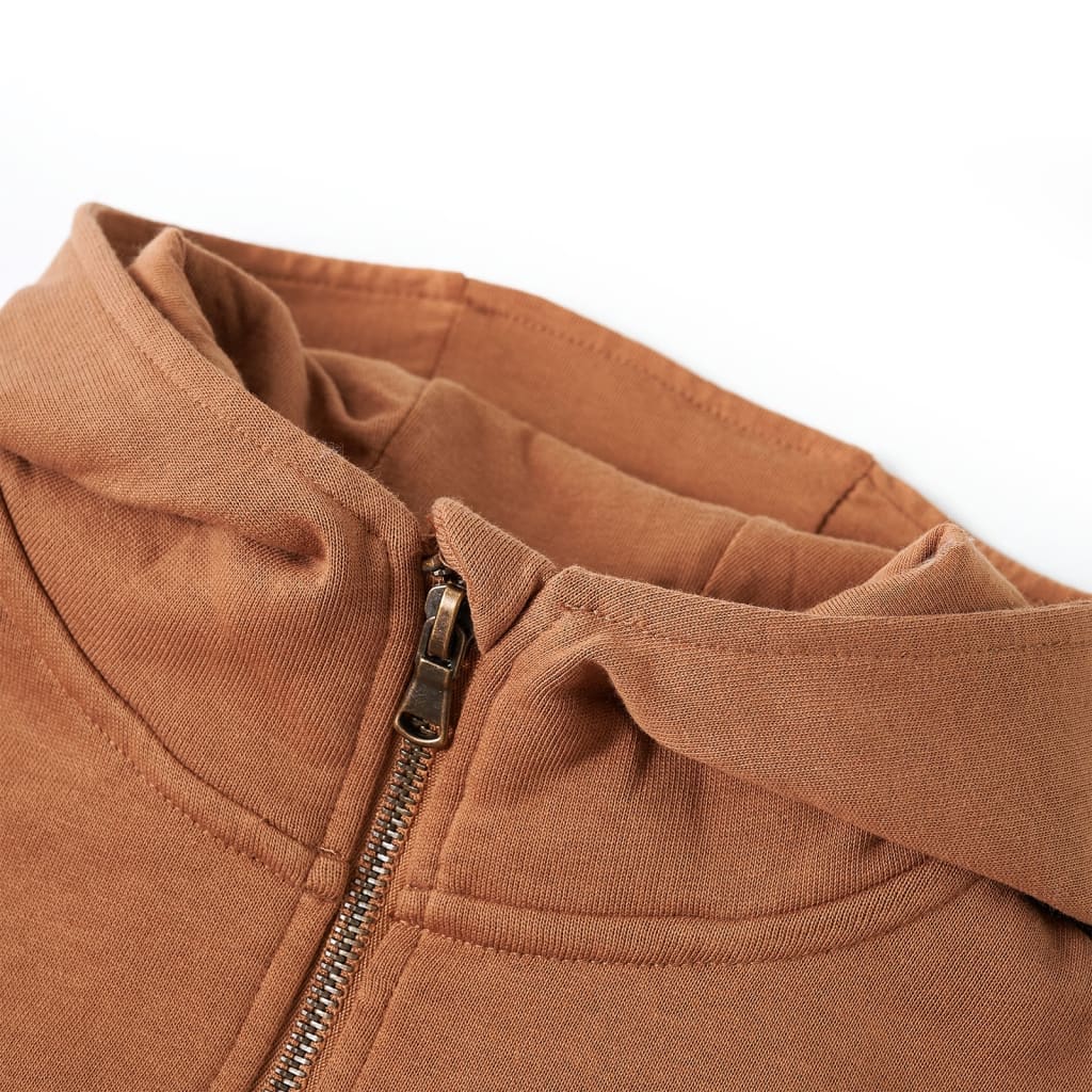 Kinder-Kapuzenpullover mit Halbem Reißverschluss Anthrazit Cognac