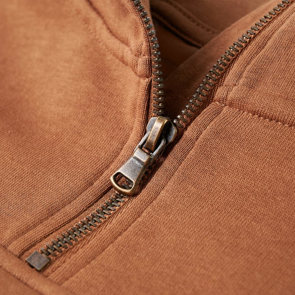 Kinder-Kapuzenpullover mit Halbem Reißverschluss Anthrazit Cognac