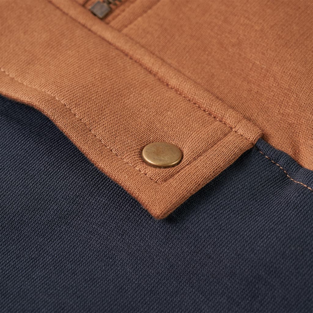 Kinder-Kapuzenpullover mit Halbem Reißverschluss Anthrazit Cognac