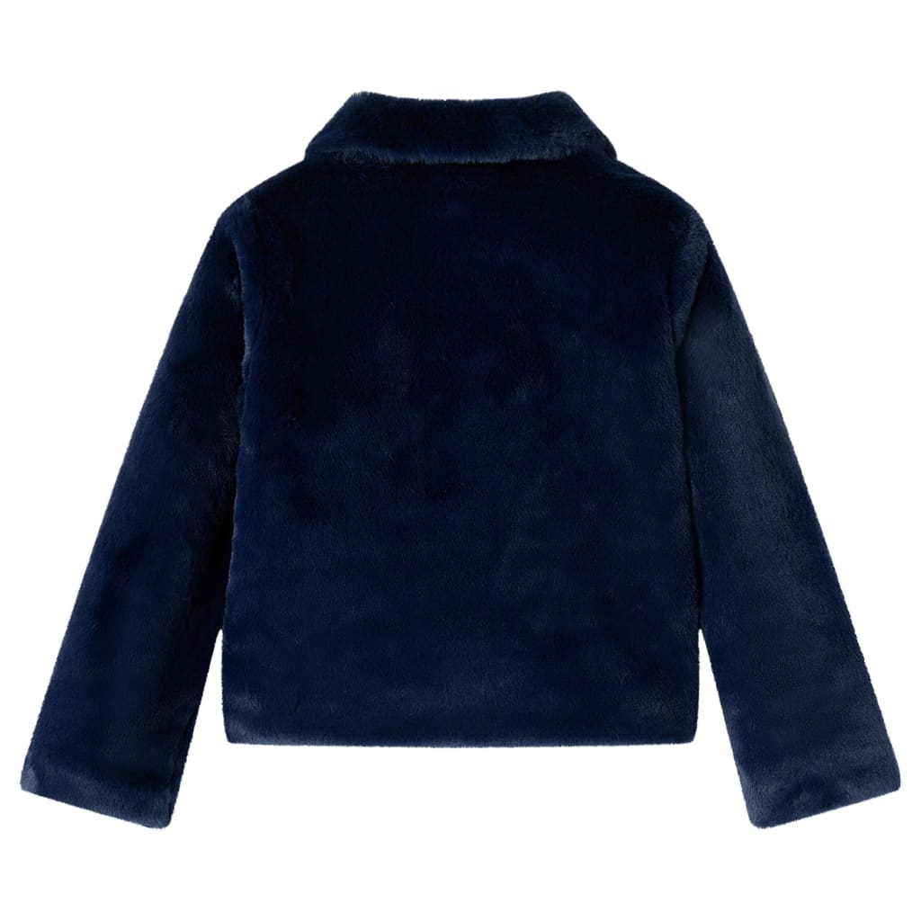 Kindermantel Kunstpelz in Marineblau und Rosa