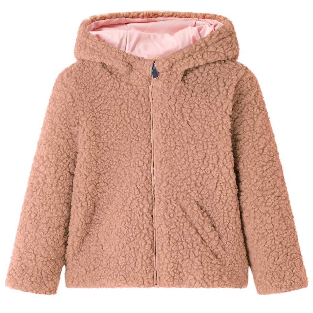 Kinder-Kapuzenjacke Teddy-Kunstpelz in Heller Cognac und Minzgrün