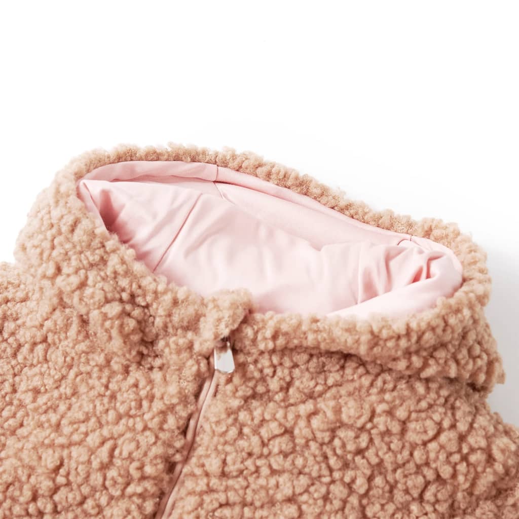 Kinder-Kapuzenjacke Teddy-Kunstpelz in Heller Cognac und Minzgrün
