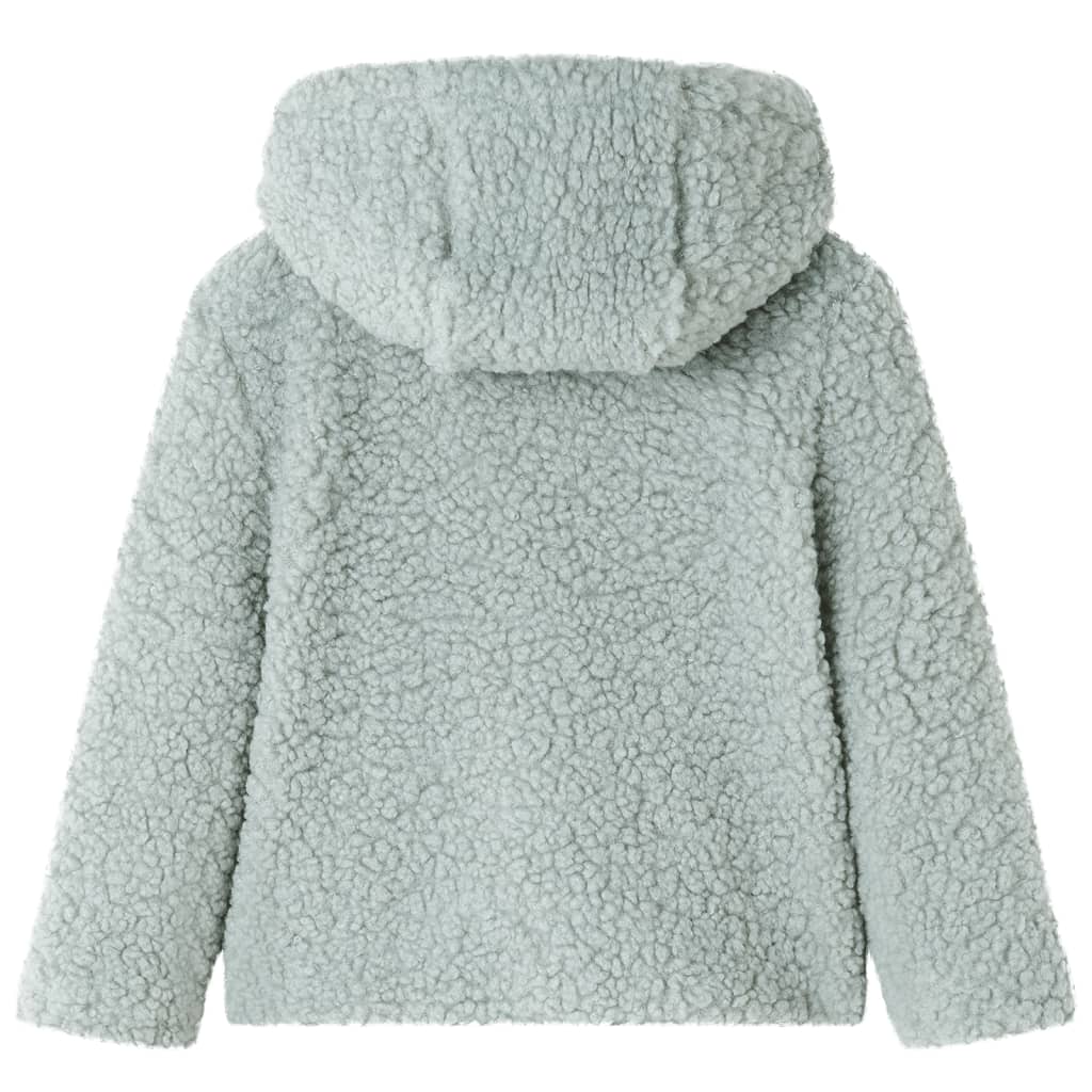 Kinder-Kapuzenjacke Teddy-Kunstpelz in Heller Cognac und Minzgrün