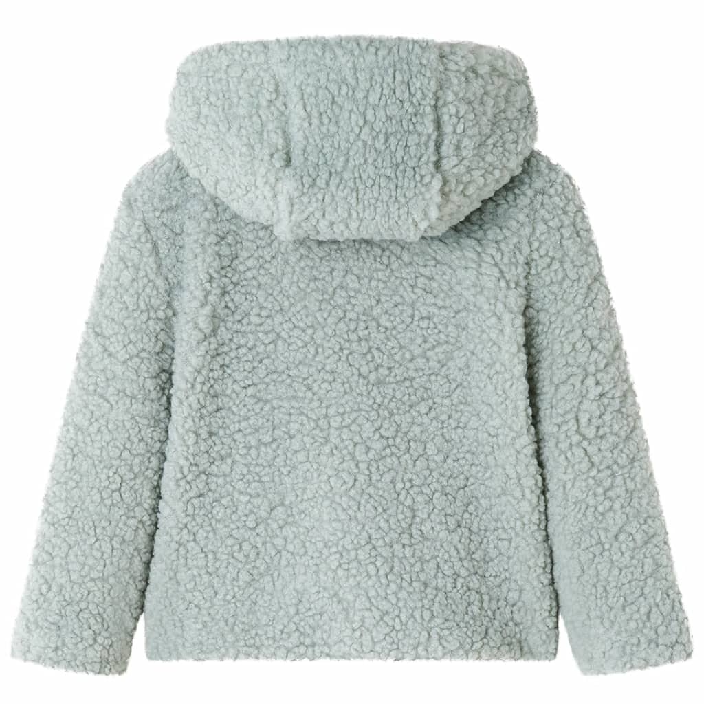 Kinder-Kapuzenjacke Teddy-Kunstpelz in Heller Cognac und Minzgrün