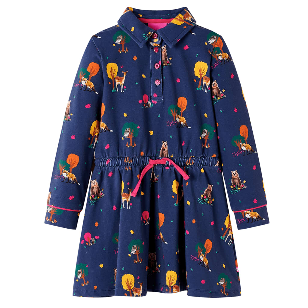 Kinderkleid mit Langen Ärmeln und Kordelzug Marineblau