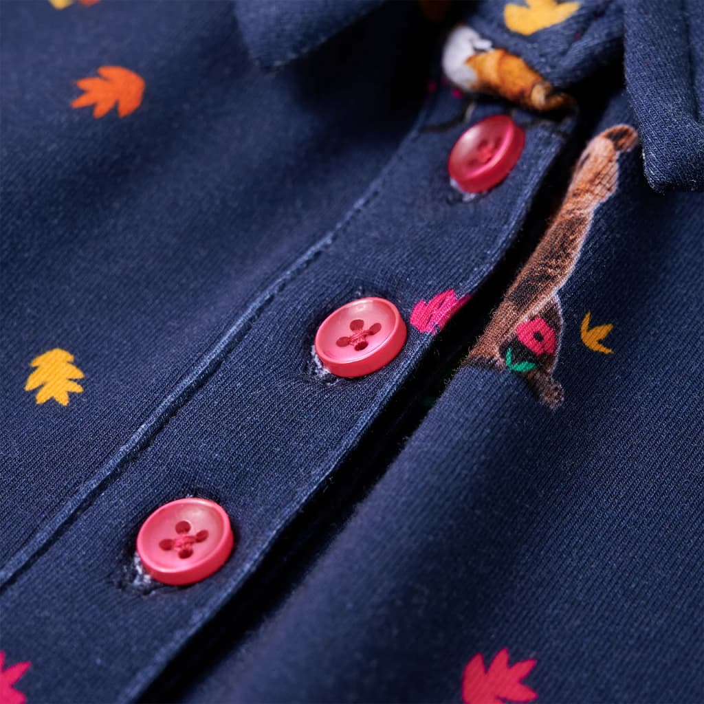 Kinderkleid mit Langen Ärmeln und Kordelzug Marineblau