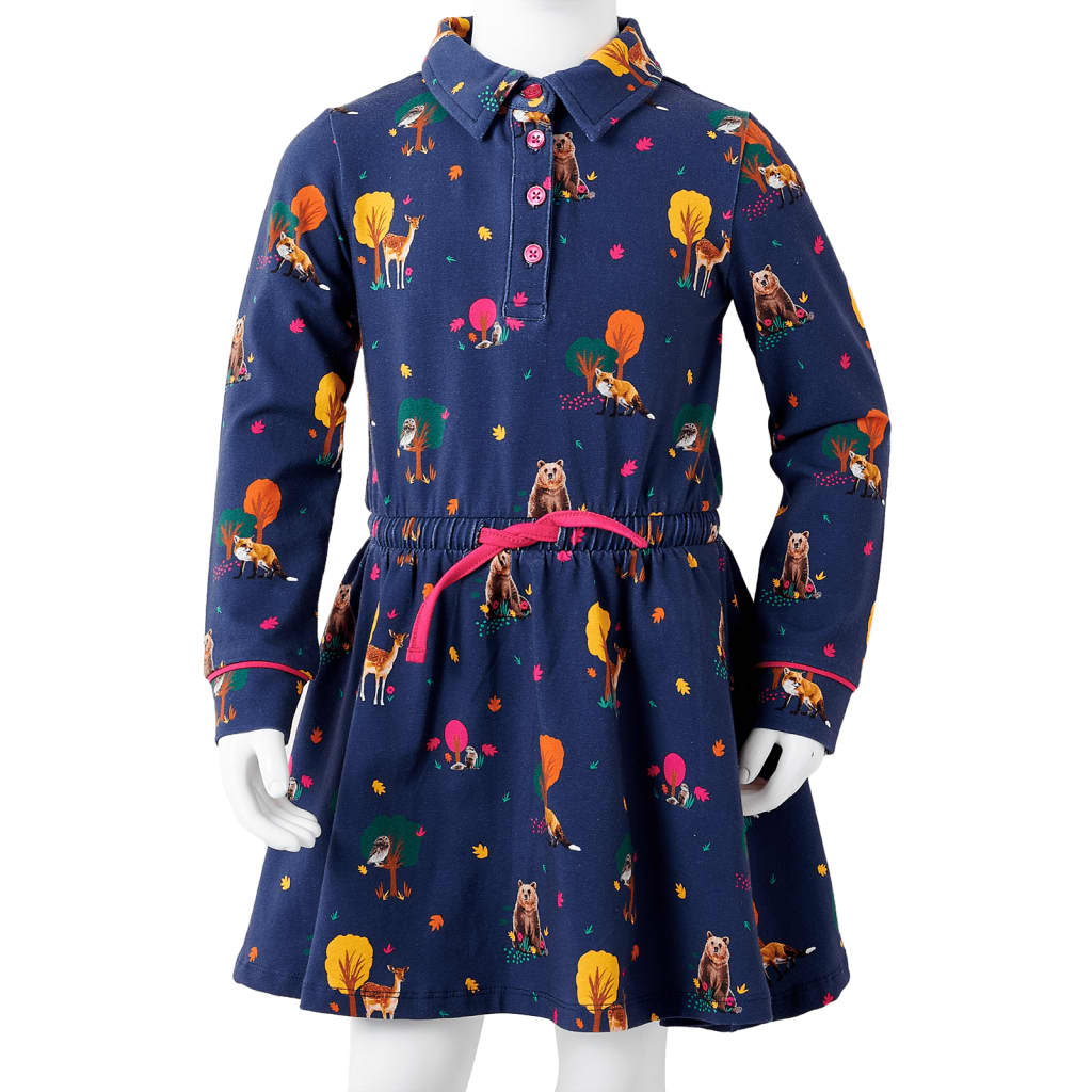 Kinderkleid mit Langen Ärmeln und Kordelzug Marineblau