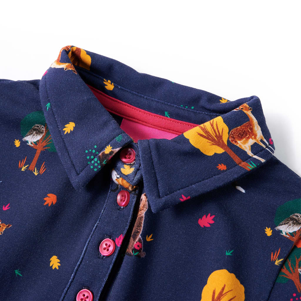 Kinderkleid mit Langen Ärmeln und Kordelzug Marineblau
