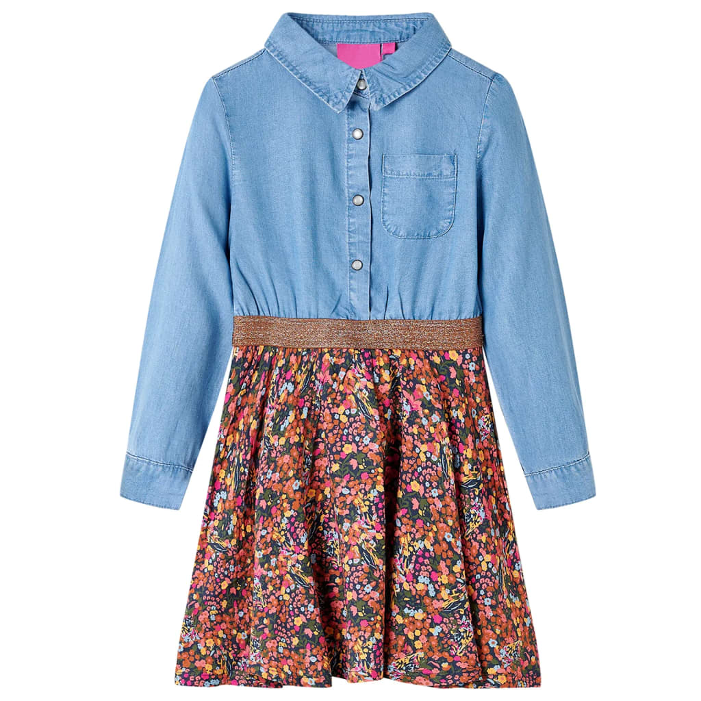 Kinderkleid mit Langen Ärmeln Marineblau und Jeansblau