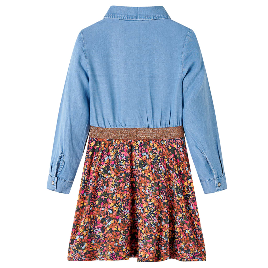 Kinderkleid mit Langen Ärmeln Marineblau und Jeansblau