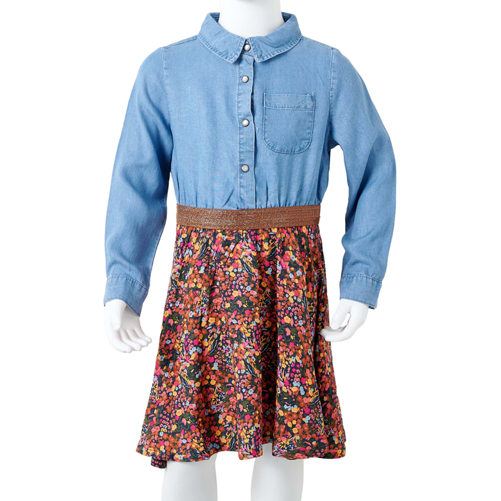 Kinderkleid mit Langen Ärmeln Marineblau und Jeansblau