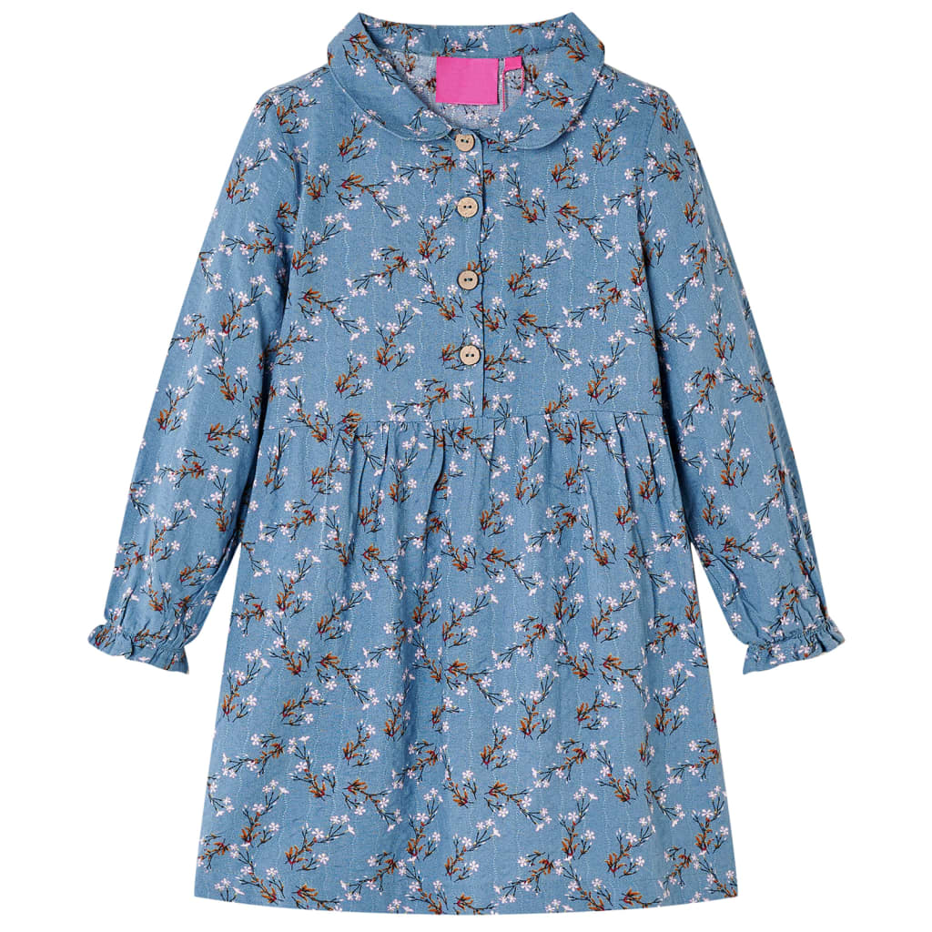 Kinderkleid mit Langen Ärmeln Petrolblau