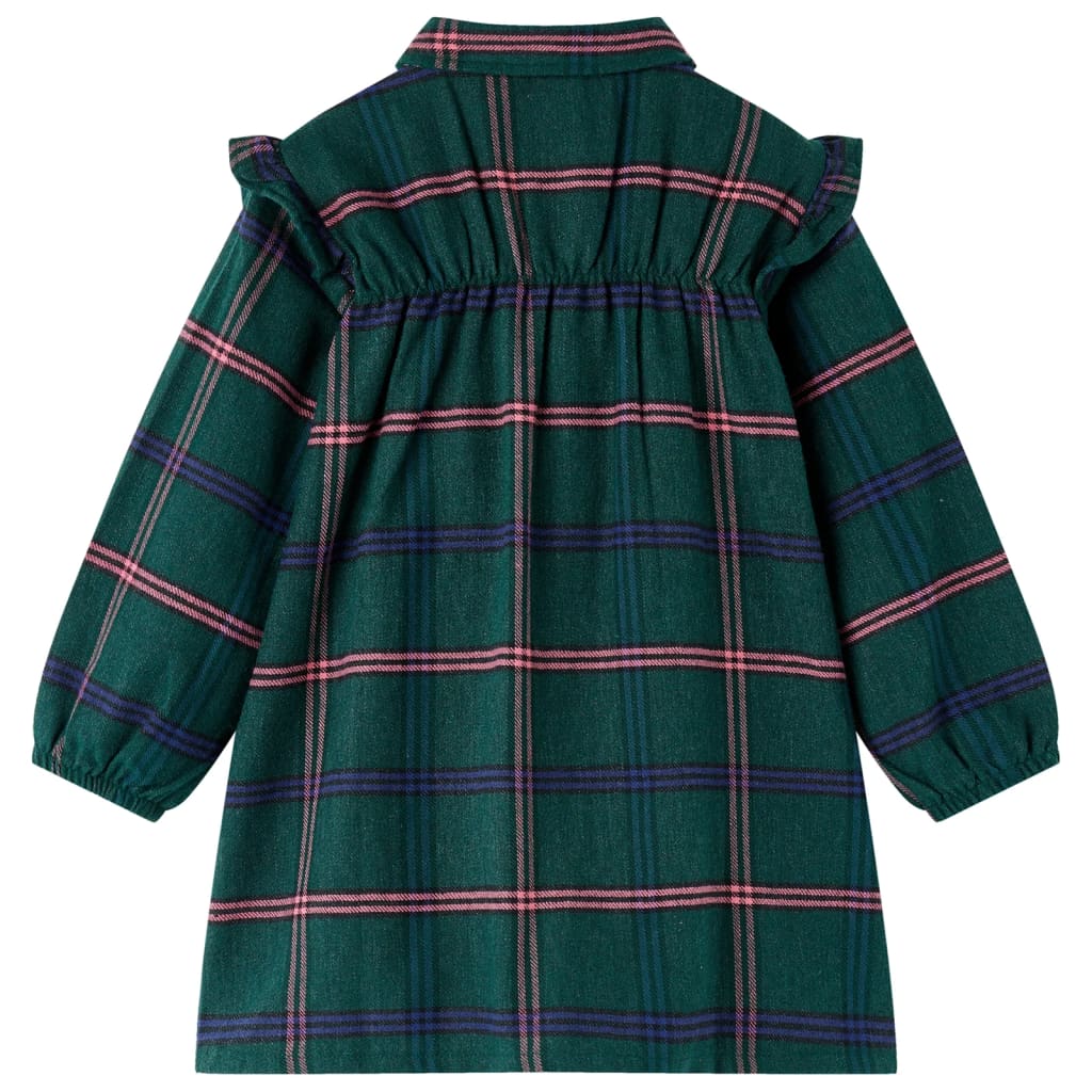 Kinderkleid mit Langen Ärmeln und Rüschen Dunkelgrün