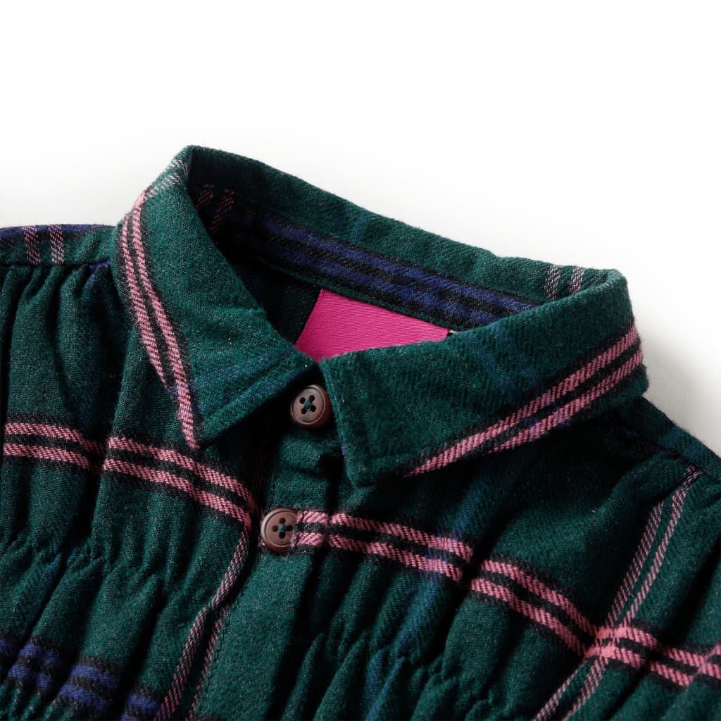 Kinderkleid mit Langen Ärmeln und Rüschen Dunkelgrün
