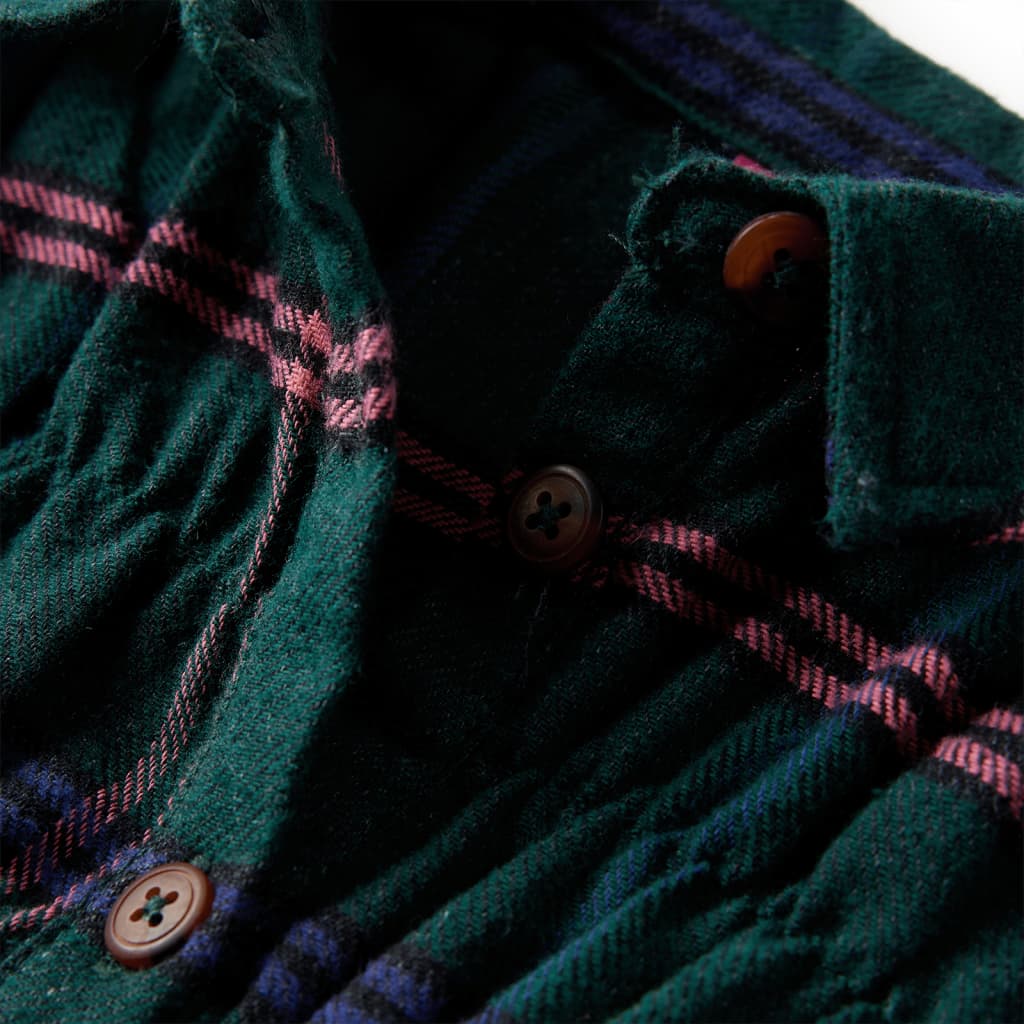 Kinderkleid mit Langen Ärmeln und Rüschen Dunkelgrün