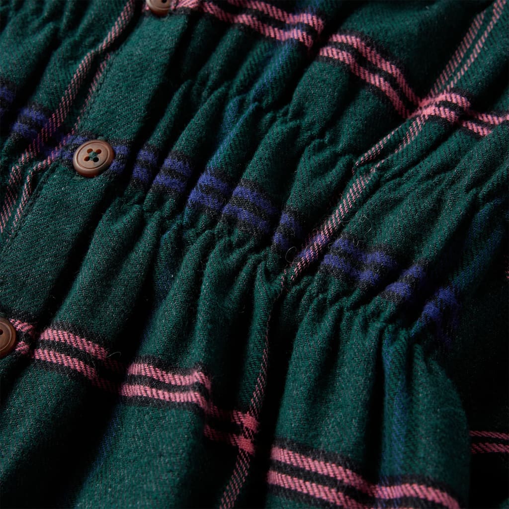 Kinderkleid mit Langen Ärmeln und Rüschen Dunkelgrün