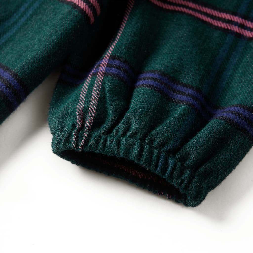 Kinderkleid mit Langen Ärmeln und Rüschen Dunkelgrün