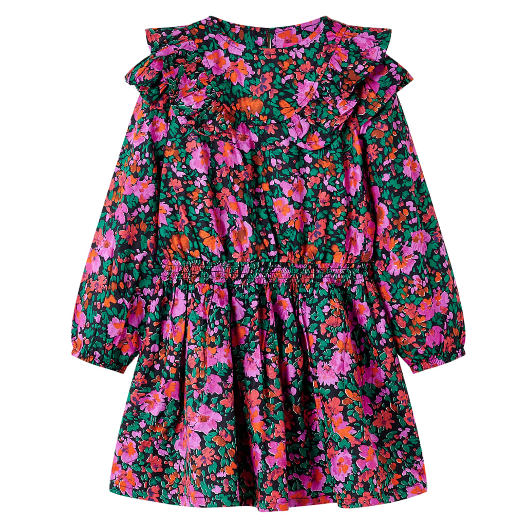 Kinderkleid mit Langen Ärmeln Knallrosa